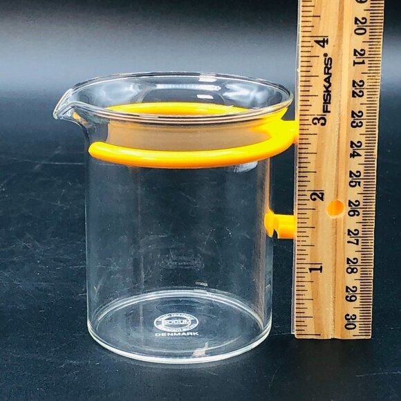 80s Bodum Yellow Handle Creamer SINGLE Vintage Denmark Clear Glass Beaker - Picture 10 of 10